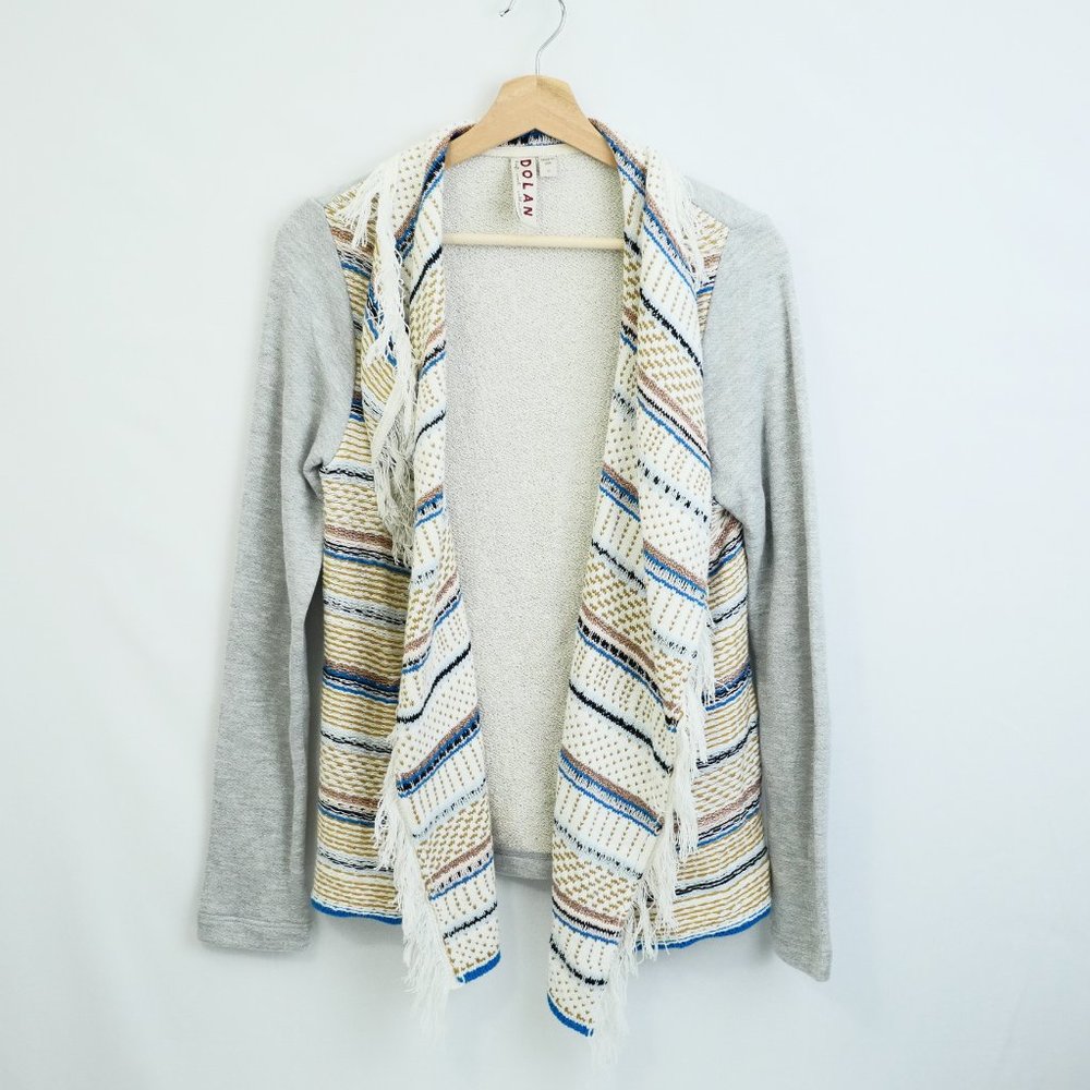 Anthropologie Dolan Fringe Open Front Cardigan Sweater Made in USA, Women XS